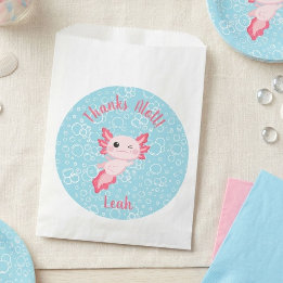 Cute Pink Baby Axolotl Birthday Party Favour Bags