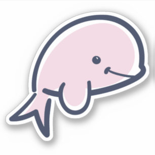 Cute Pink Baby Beluga Whale Cartoon Scrapbook