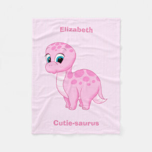 Cute Pink Baby Brontosaurus Dinosaur Fleece Blanket