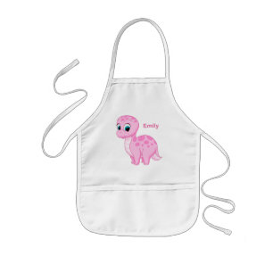 Cute Pink Baby Brontosaurus Dinosaur Kids Apron