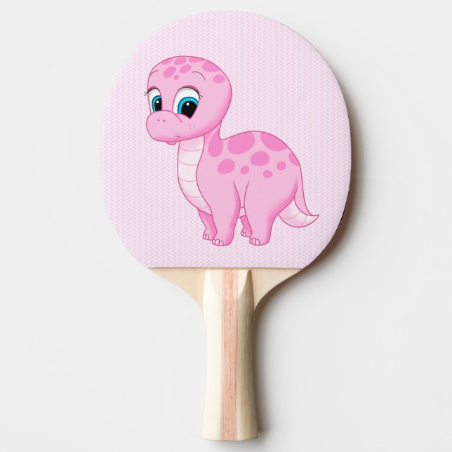 Cute Pink Baby Brontosaurus Dinosaur Ping Pong Paddle (Front)