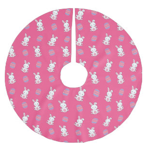 Cute pink baby bunny easter pattern brushed polyester tree skirt