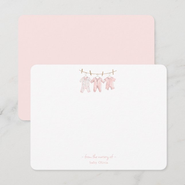 Cute Pink Baby clothes Baby girl Thank You card (Front/Back)