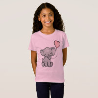 Cute Pink Baby Elephant Girl's T-Shirt
