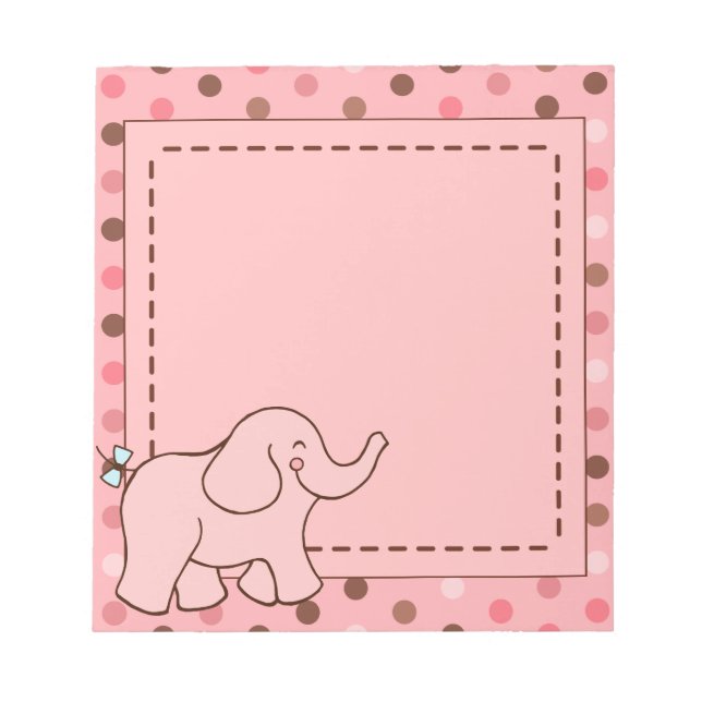 Cute Pink Baby Elephant Notepad Gift (Front)