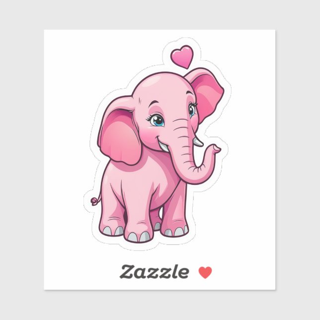 Cute Pink Baby Elephant With Love (Sheet)