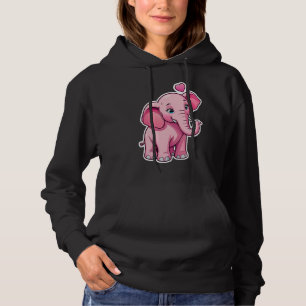 Cute Pink Baby Elephant With Love Hoodie