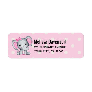 Cute Pink Baby Elephant with Polka Dot Ears