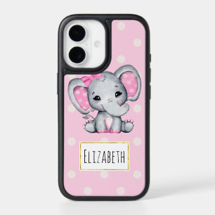 Cute Pink Baby Elephant with Polka Dot Ears