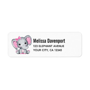 Cute Pink Baby Elephant with Polka Dot Ears