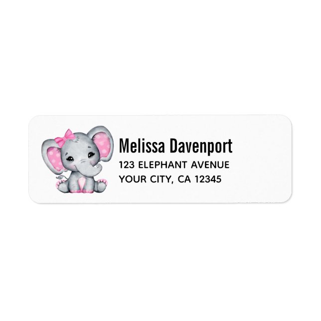 Cute Pink Baby Elephant with Polka Dot Ears (Front)