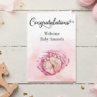 Cute Pink Baby Feet Congratulations Card