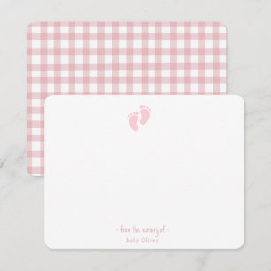 Cute Pink Baby footprint girl Nursery  Thank You Card