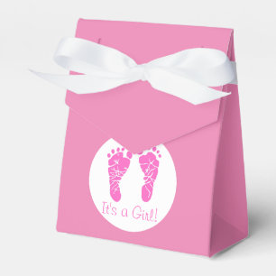 Cute Pink Baby Footprints Its a Girl Baby Shower  Favour Box