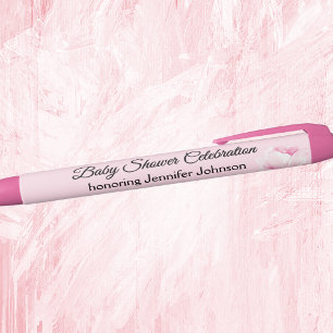 Cute Pink Baby Girl Baby Shower Favors Black Ink Black Ink Pen