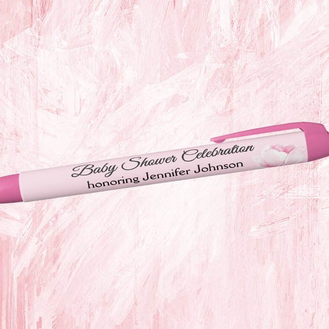 Cute Pink Baby Girl Baby Shower Favours Black Ink Pen (Creator Uploaded)