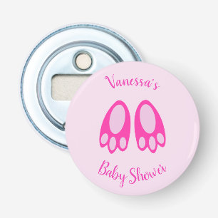 Cute Pink Baby Girl Bunny Feet Easter Baby Shower Bottle Opener