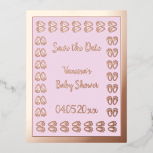 Cute Pink baby Girl Bunny Feet Easter Custom Foil Holiday Postcard