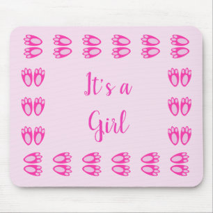 Cute Pink Baby Girl Bunny Feet Easter Custom Mouse Mat