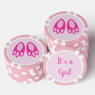 Cute Pink Baby Girl Bunny Feet Easter Custom Poker Chips