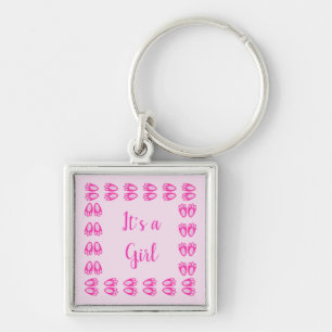Cute Pink Baby Girl Bunny Feet Easter Key Ring