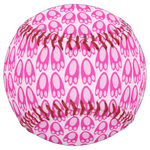 Cute Pink Baby Girl Bunny Feet Easter Patterned Softball
