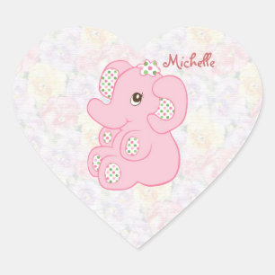 Cute pink baby girl elephant Sticker