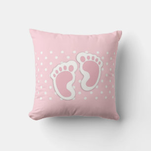 Cute Pink baby Girl Footprints Cushion