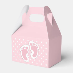 Cute Pink Baby Girl Footprints Favour Box