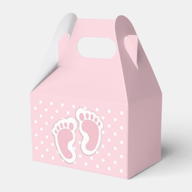 Cute Pink Baby Girl Footprints Favour Box (Back Side)