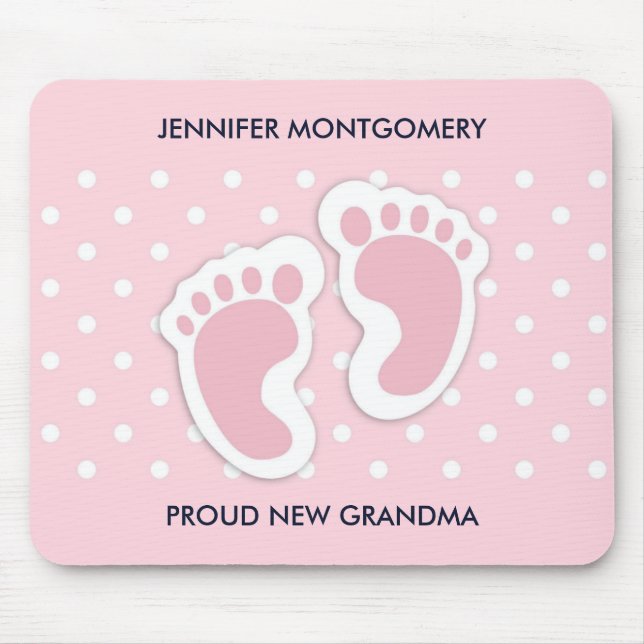 Cute Pink Baby Girl Footprints Mouse Mat (Front)