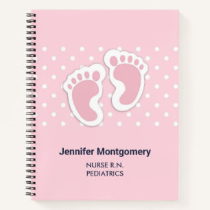 Cute Pink Baby Girl Footprints Notebook