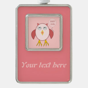 Cute Pink Baby Girl Owl Customisable Ornament