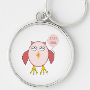 Cute Pink Baby Girl Owl Keychain