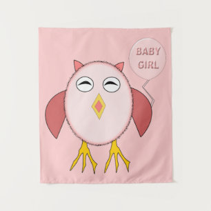 Cute Pink Baby Girl Owl Tapestry