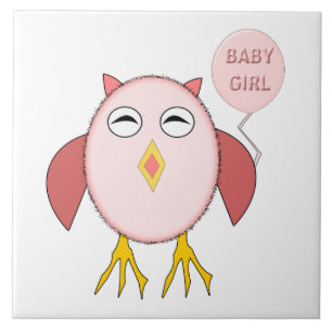 Cute Pink Baby Girl Owl Tile