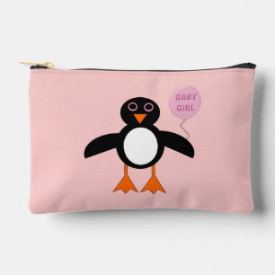Cute Pink Baby Girl Penguin Accessory Pouch