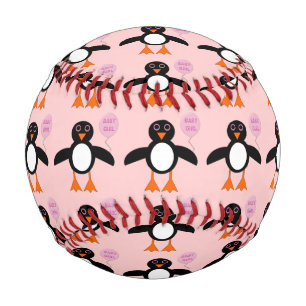 Cute Pink Baby Girl Penguin Baseball