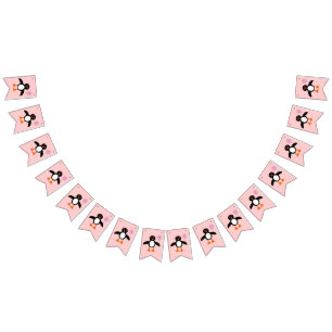 Cute Pink Baby Girl Penguin Bunting Flags