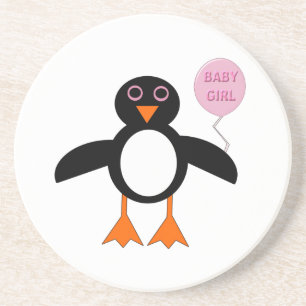Cute Pink Baby Girl Penguin Coasters