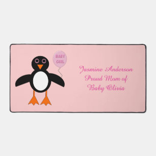 Cute Pink Baby Girl Penguin Custom Desk Mat