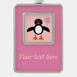 Cute Pink Baby Girl Penguin Customisable Ornament