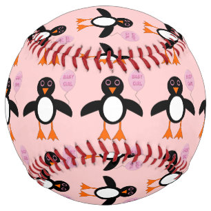 Cute Pink Baby Girl Penguin Softball