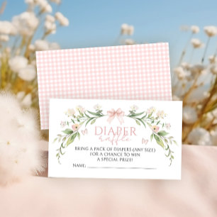 Cute Pink Baby in Bloom Baby Shower Diaper Raffle Enclosure Card