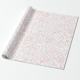 Cute Pink Baby Item Pattern Wrapping Paper