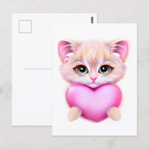 Cute Pink Baby Kitten Postcard