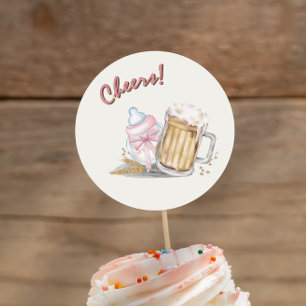 Cute Pink Baby Milk Bottle Beer Diaper Party Classic Round Sticker