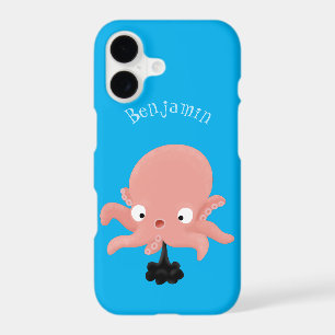 Cute pink baby octopus cartoon humour