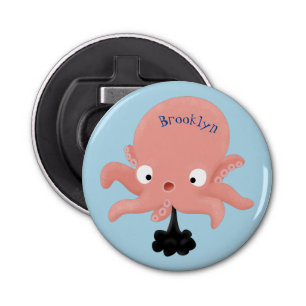 Cute pink baby octopus cartoon humour bottle opener