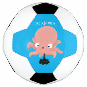 Cute pink baby octopus cartoon humour football